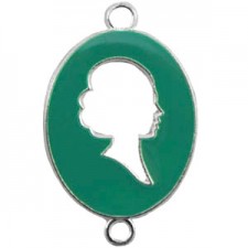 Bedel 2 ogen Camee Zilver-emerald green